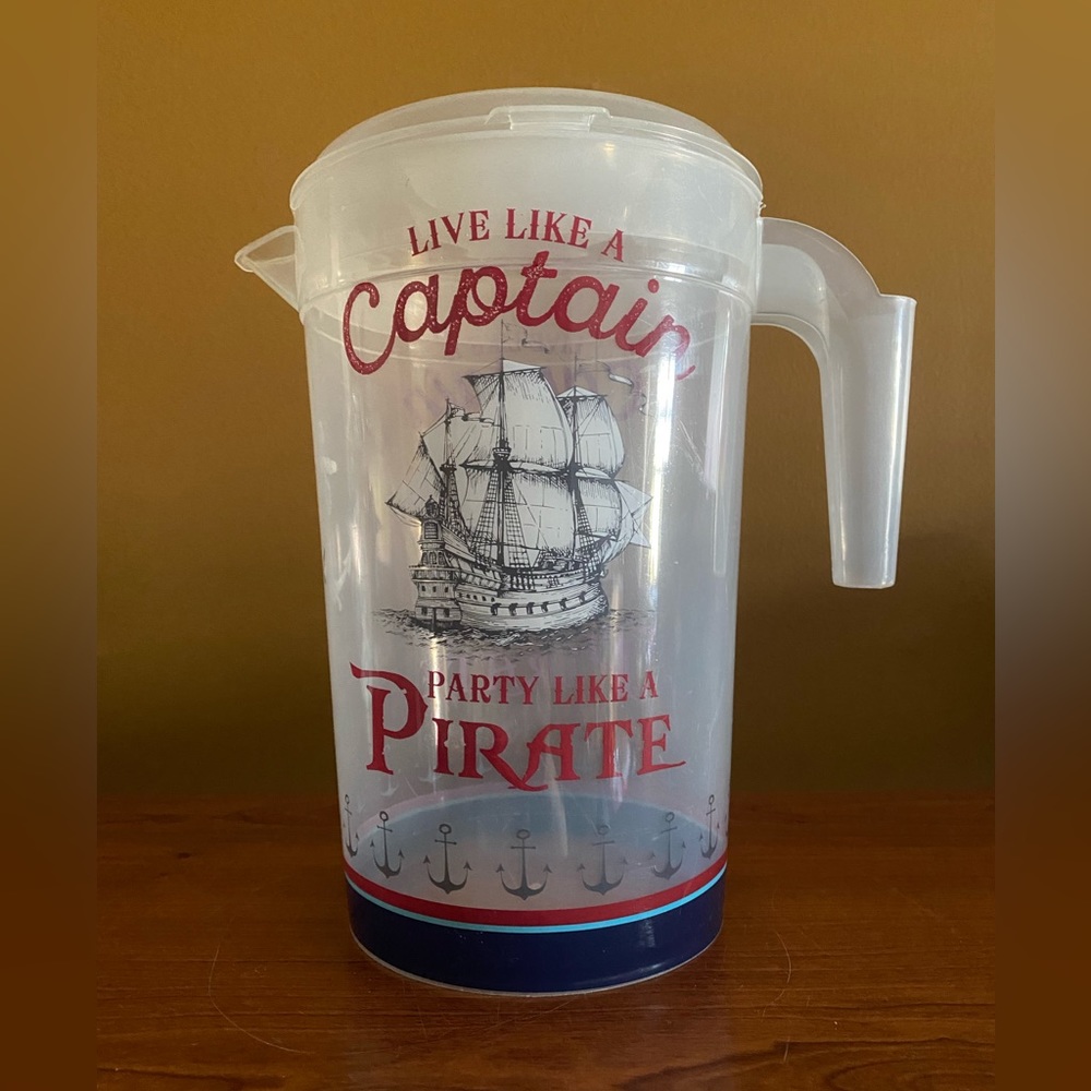Live like a captain, party like a pirate plastic ice tea pitcher